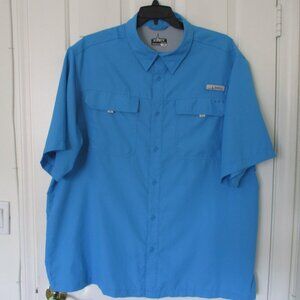 Habit Mens S/S Blue Quick Dry Active Vented-back UPF 40+ Fishing Shirt NWOT- 2XL
